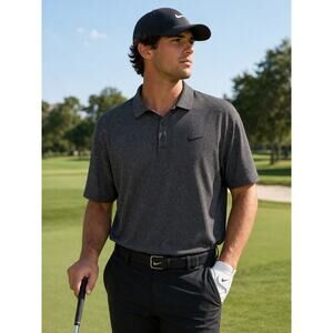Nike Men’s Gray Stripe Dri-Fit Golf Polo Athletic Performance Shirt XXL
